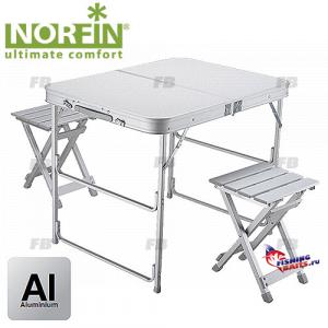 Стол складной Norfin BOREN NF алюминиевый 80x60 +2 стула набор